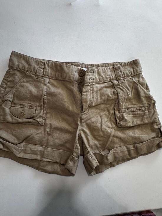 Old Navy Pants - Old Navy Ultra Low Waist Khaki Linen Blend Utility Cargo Shorts